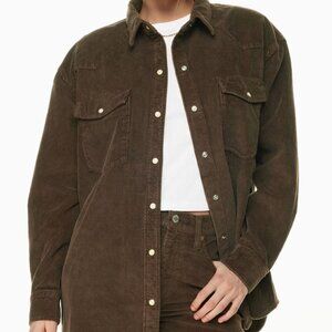 Aritzia Denim Forum Brown Corduroy Button Up Shirt